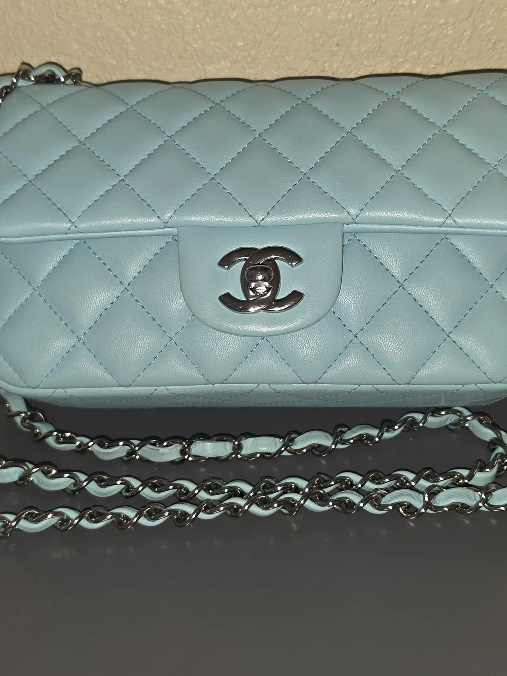 Chanel Quilted Silver Chain Bag